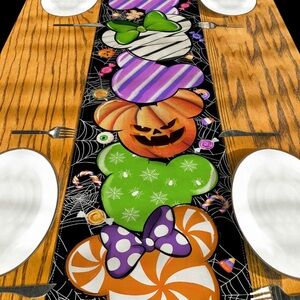 13x72 Table Runner Disney Minnie Mickey Mouse Fall Halloween Fabric Mantel Scarf